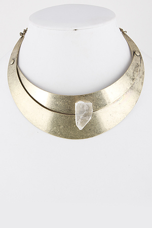 Collar Statement Necklace with Faux Stone Detail 5ICJ1